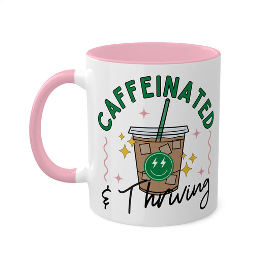 Caffeinated and Thriving 11oz Color Block Coffee Mug