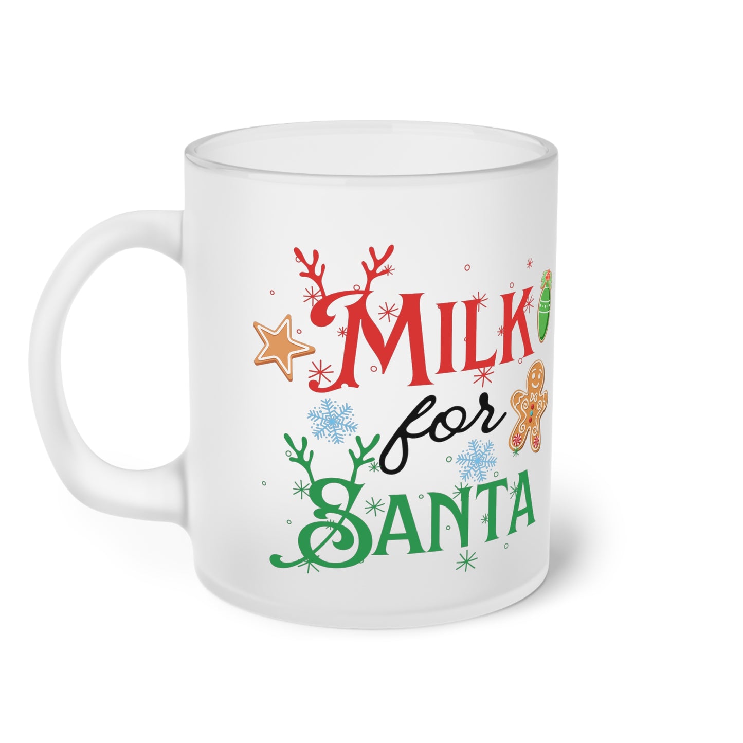 Milk for Santa Frosted Glass Mug