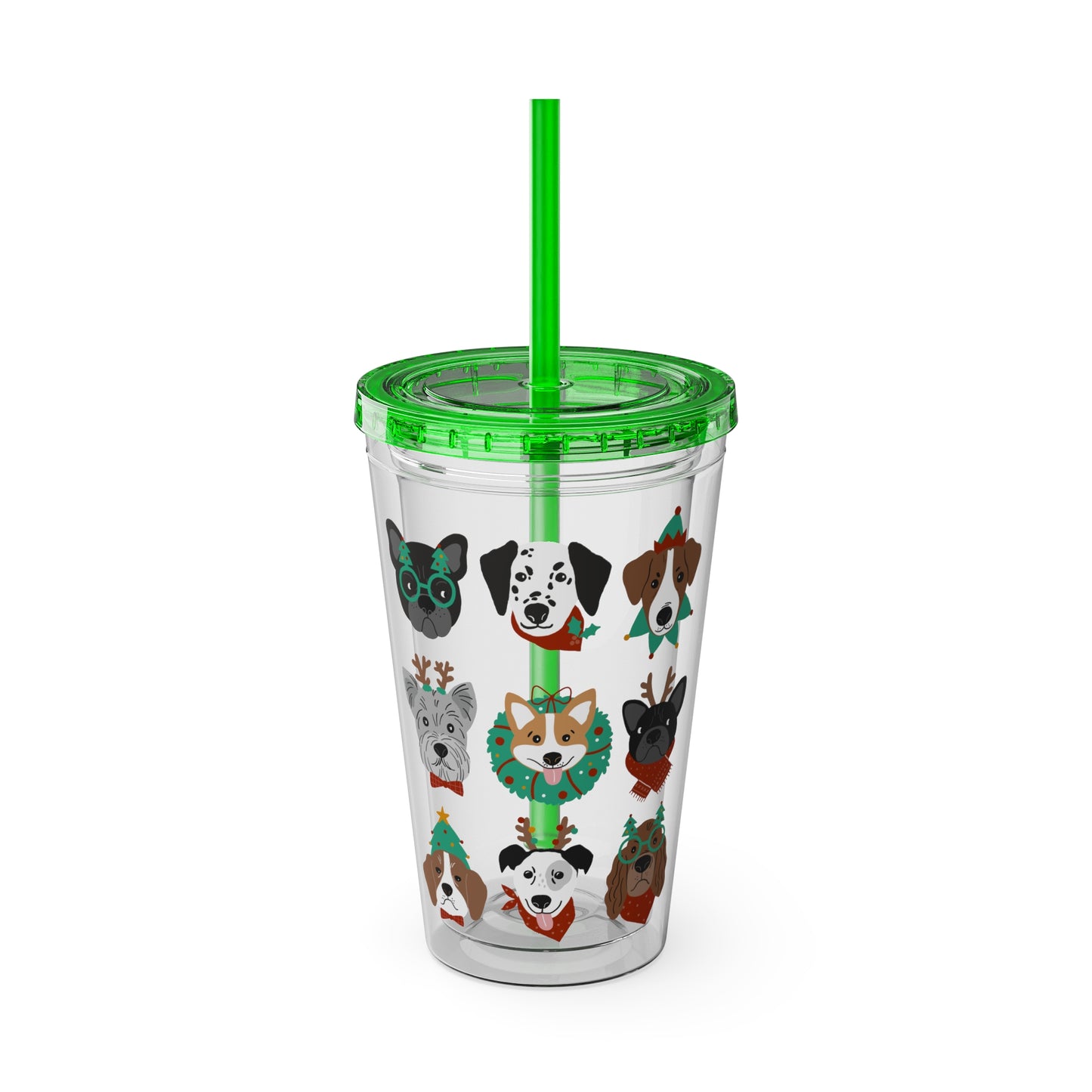 Festive Christmas Dogs 16oz Acrylic Cup