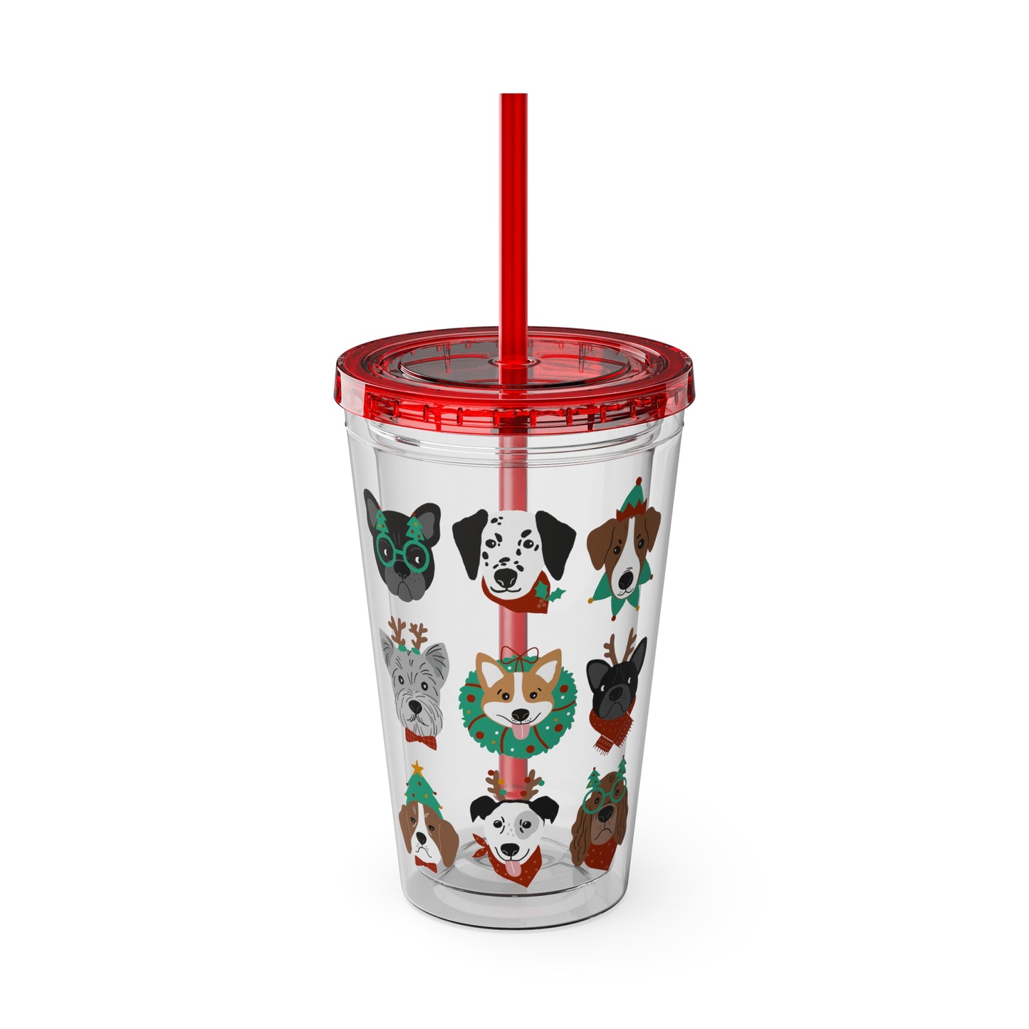 Festive Christmas Dogs 16oz Acrylic Cup