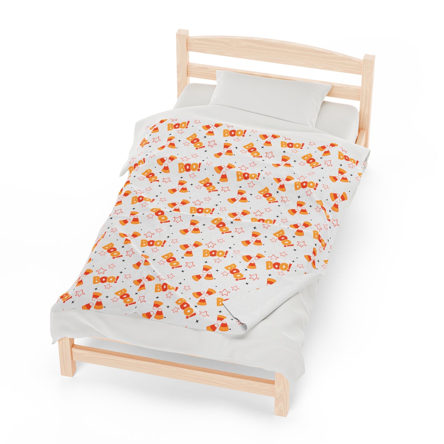 BOO Candy Corn Velveteen Blanket, Plush Halloween Throw Blanket