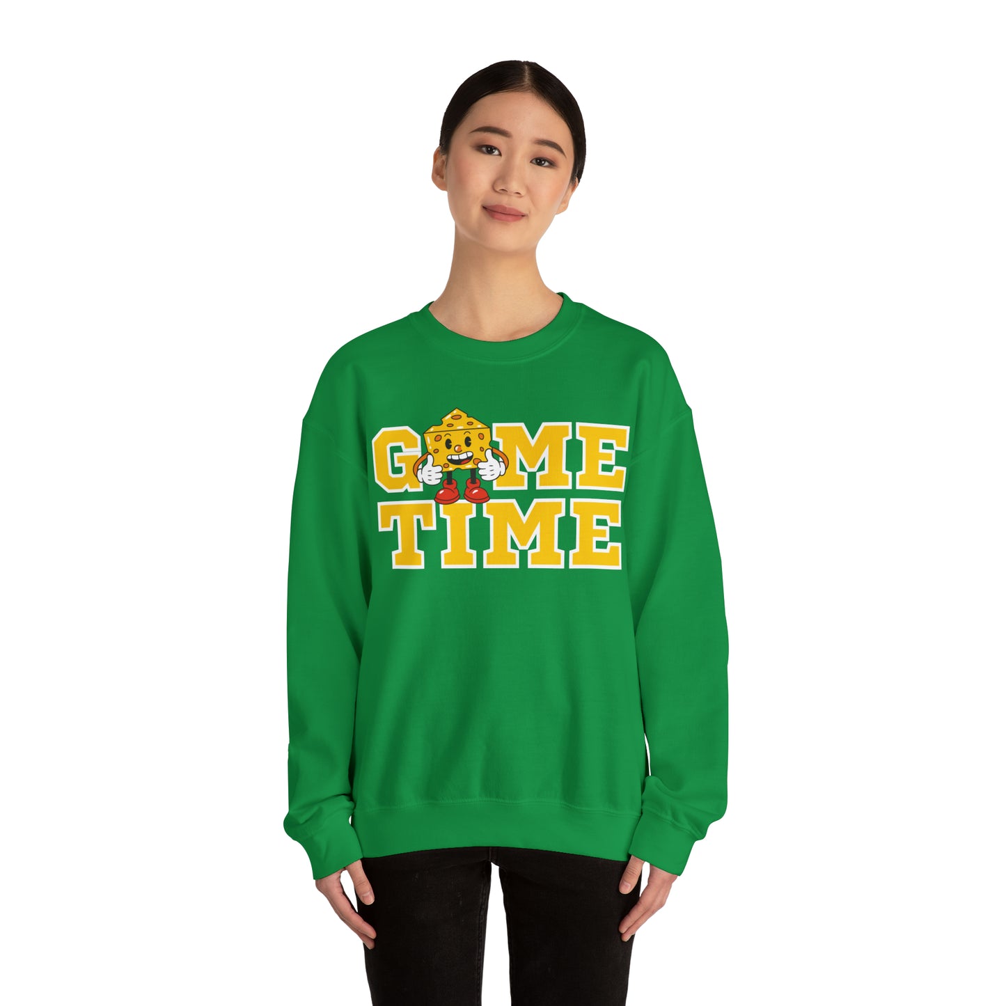 Game Time Cheesehead Crewneck, Green and Gold Football Fan Sweatshirt, Green Bay Packers Team Shirt, Cute Wisconsin Girl Apparel