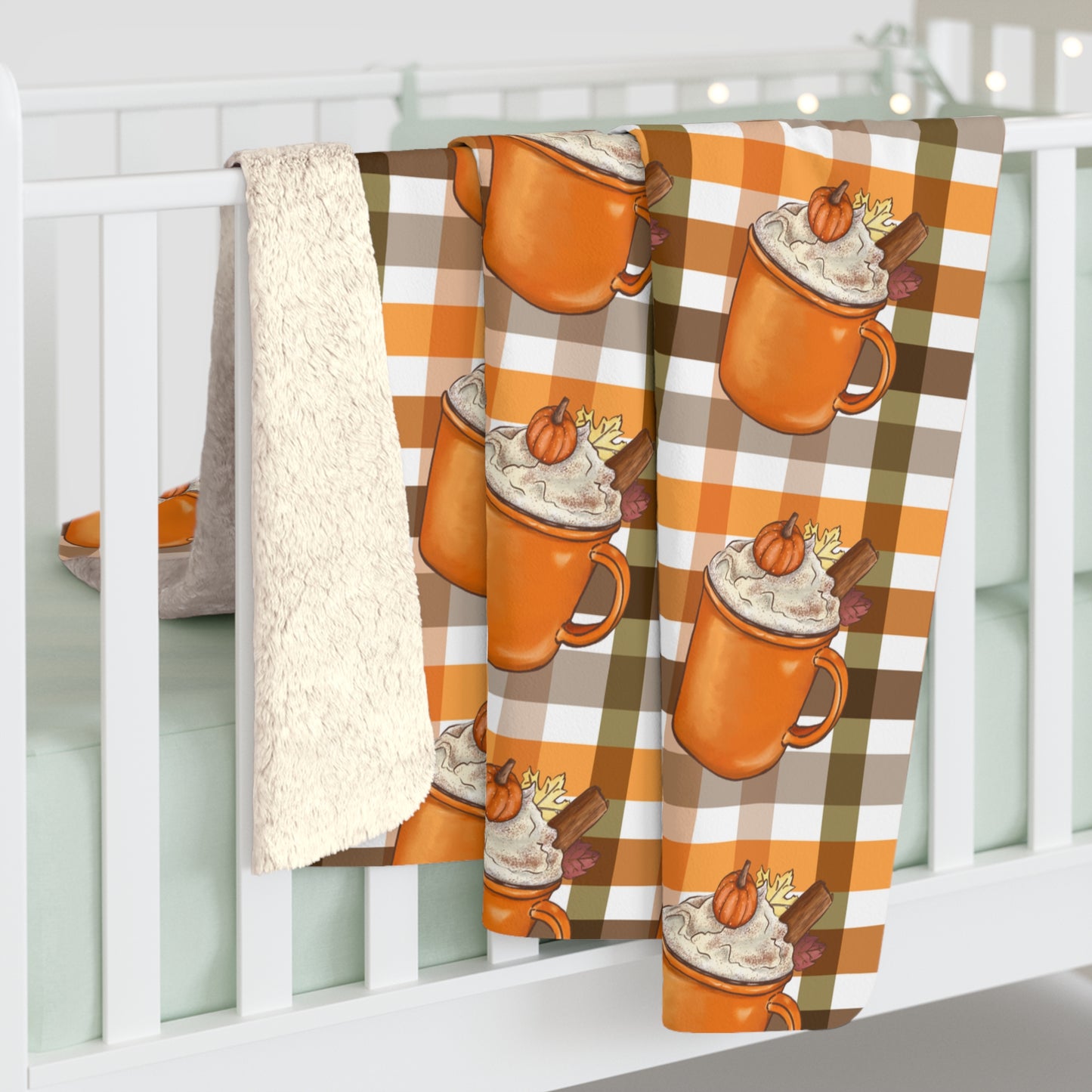 Pumpkin Spice Latte Sherpa Fleece Blanket