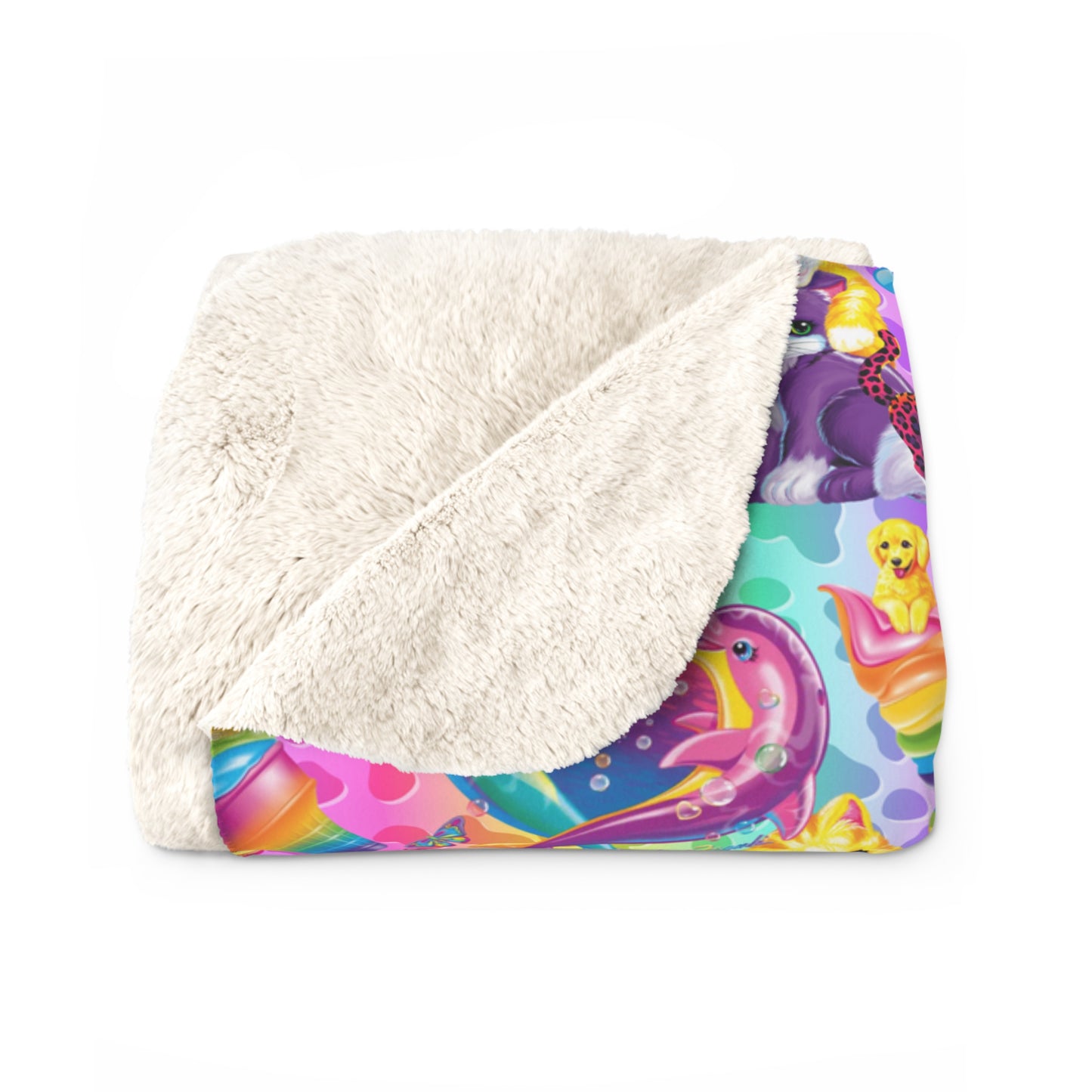 Neon Rainbow 90’s Girl Sherpa Fleece Blanket