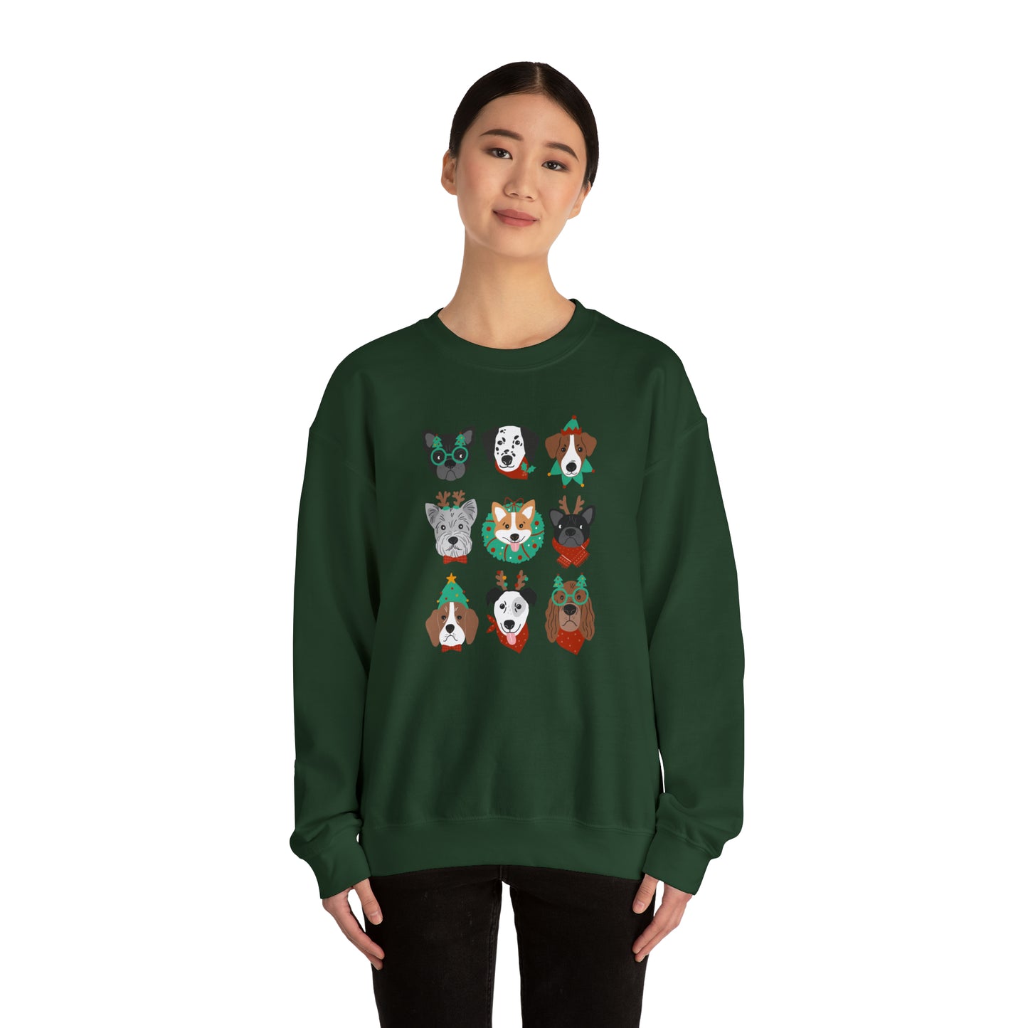 Festive Christmas Dogs Crewneck Sweatshirt