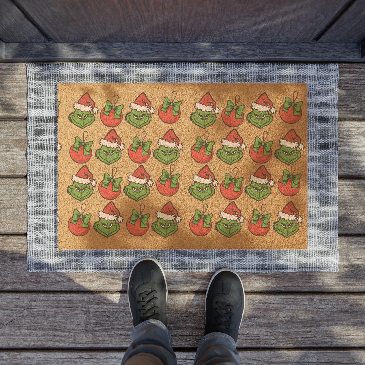 Mean One Green Christmas Monster Doormat