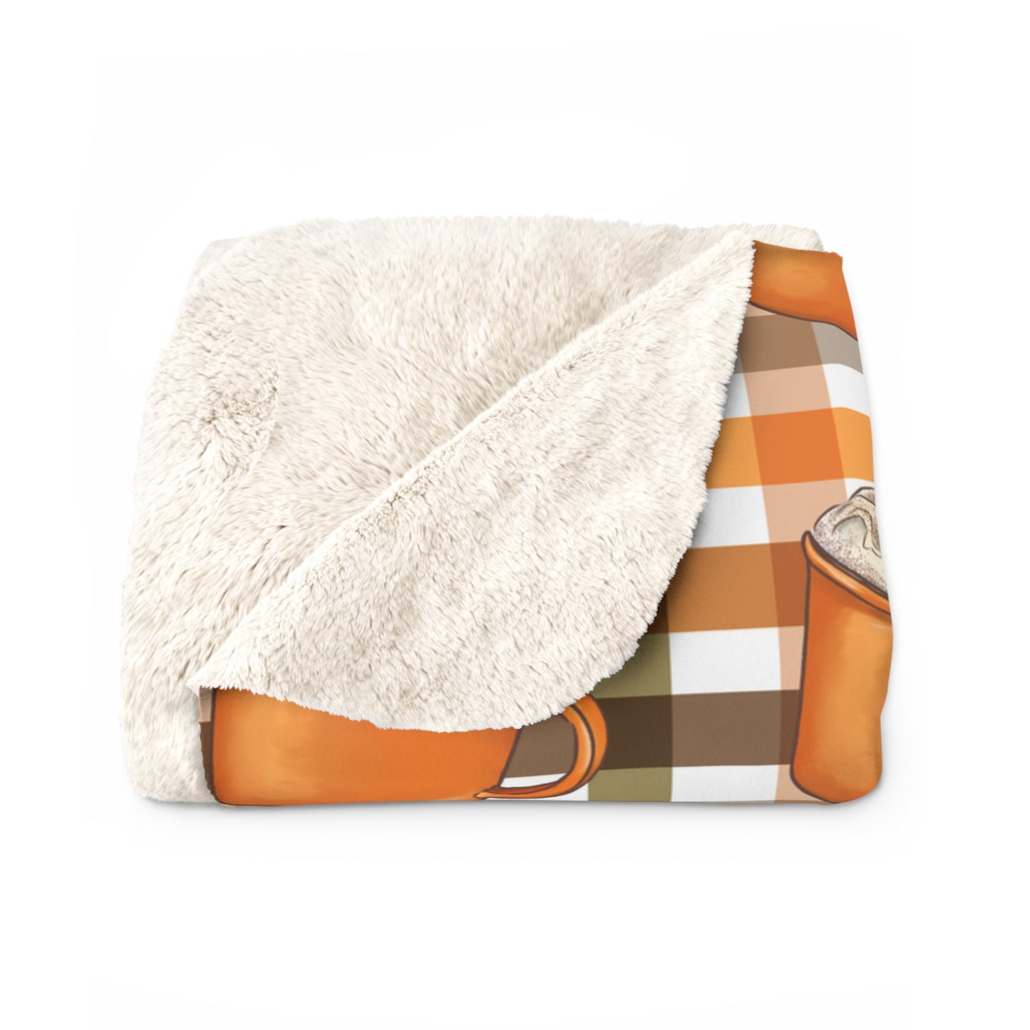 Pumpkin Spice Latte Sherpa Fleece Blanket