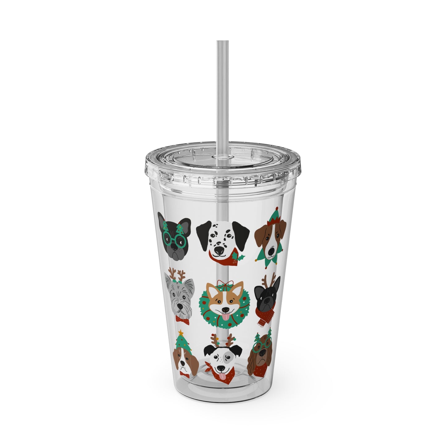 Festive Christmas Dogs 16oz Acrylic Cup