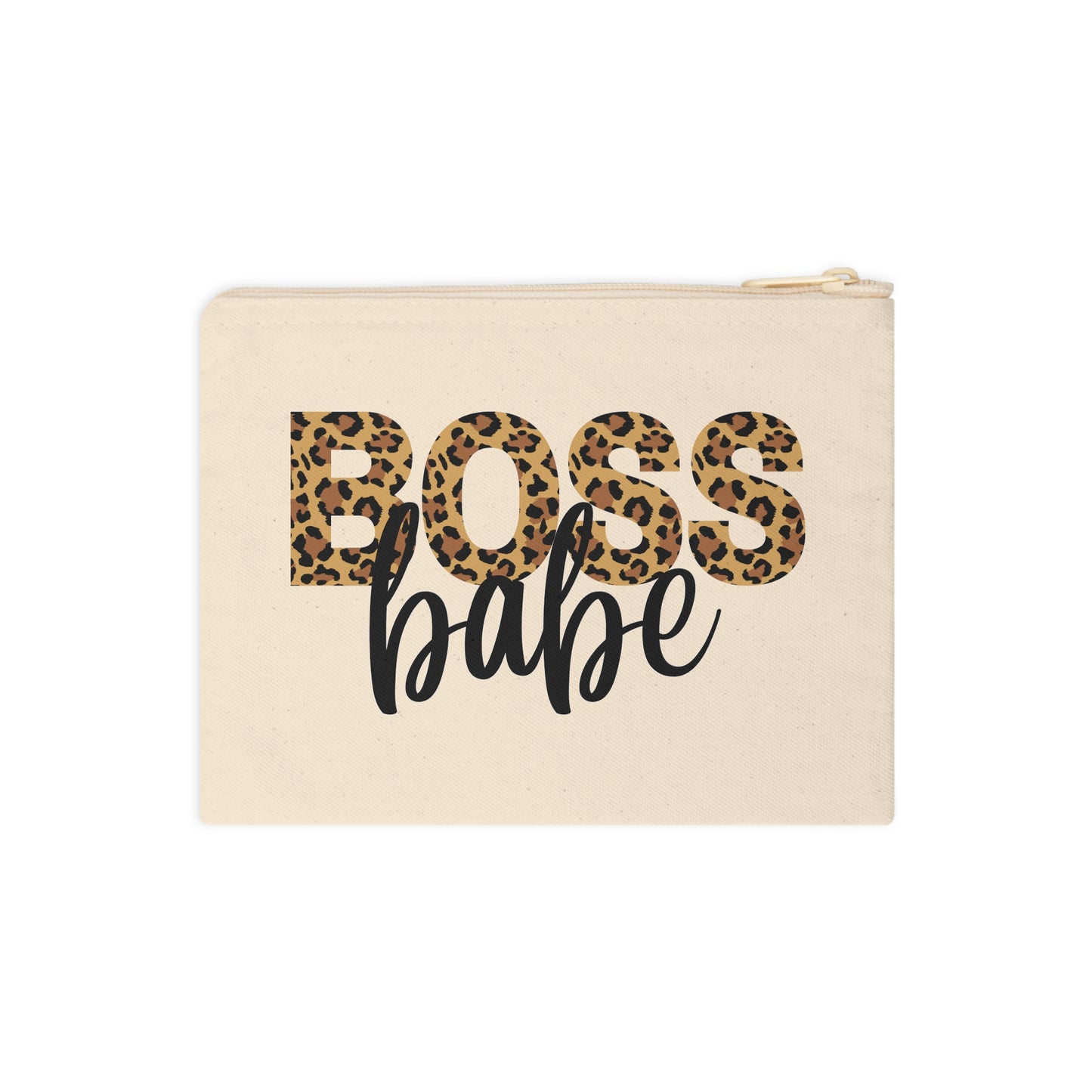 Leopard Boss Babe Cotton Zipper Pouch