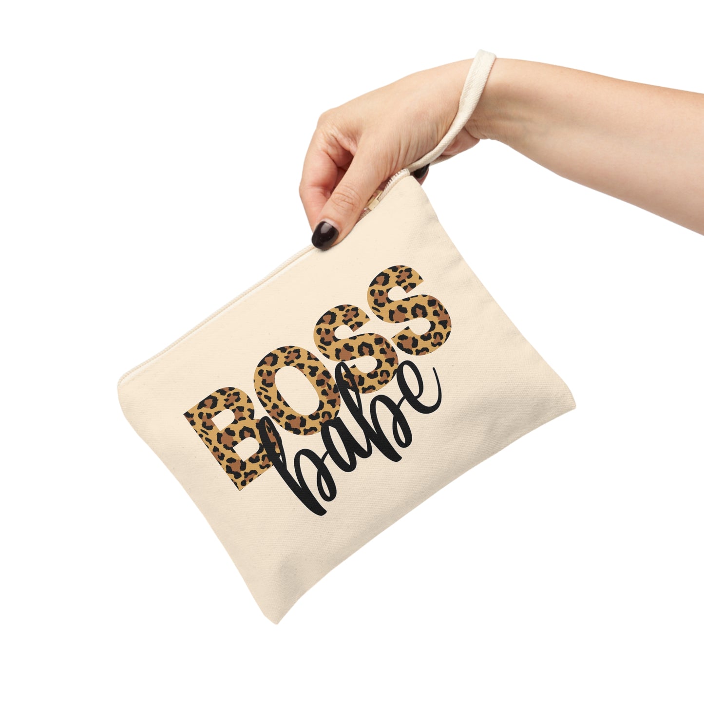 Leopard Boss Babe Cotton Zipper Pouch