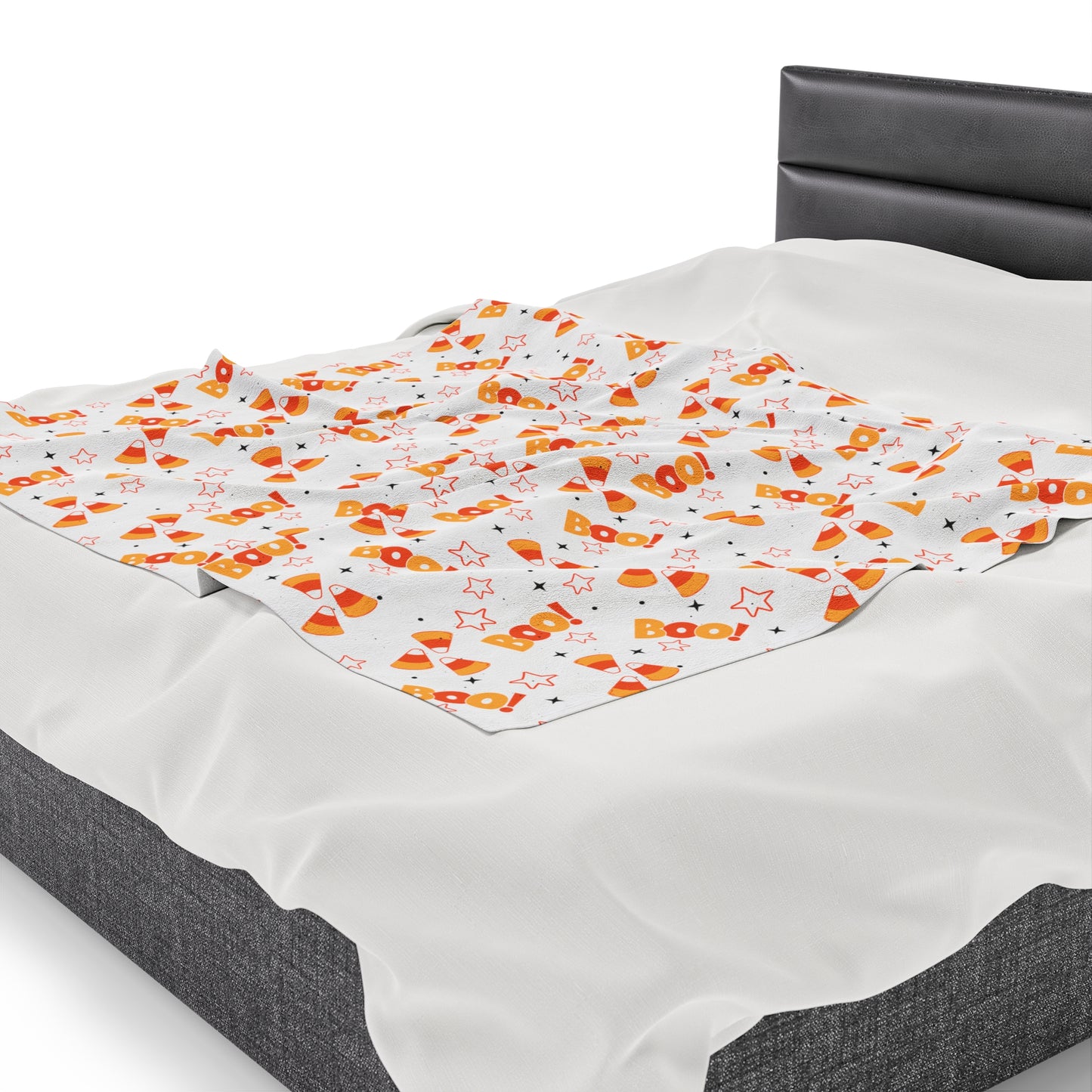 BOO Candy Corn Velveteen Blanket, Plush Halloween Throw Blanket