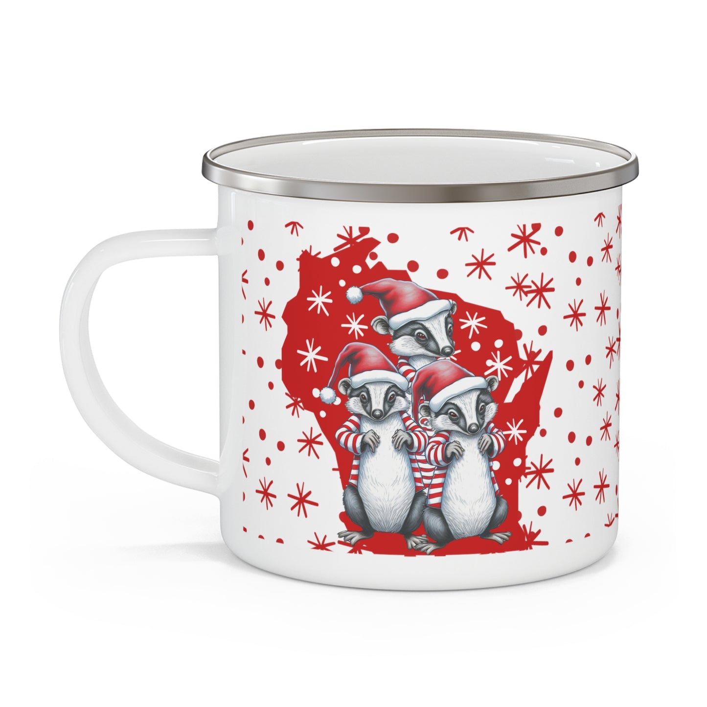 Wisconsin Christmas Badger Enamel Camping Mug