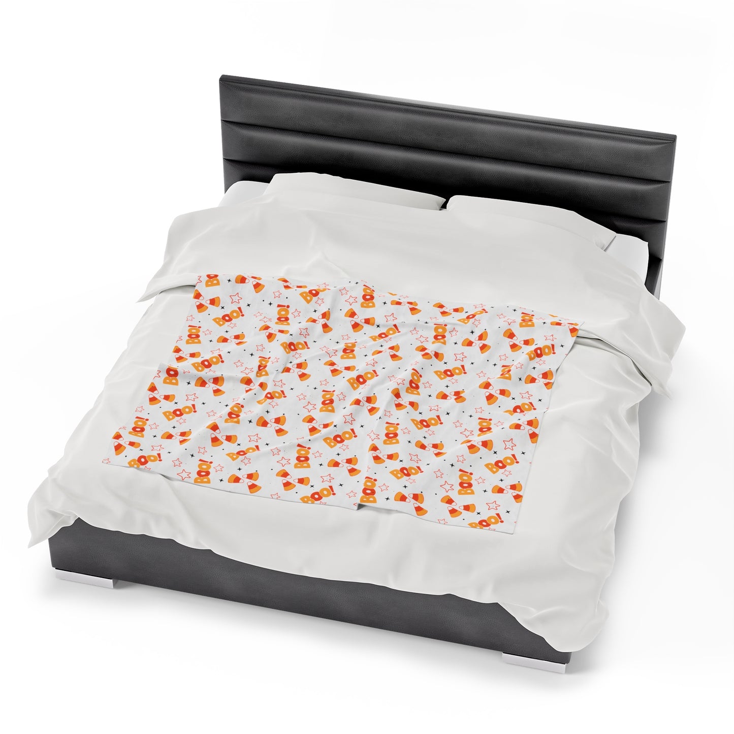 BOO Candy Corn Velveteen Blanket, Plush Halloween Throw Blanket