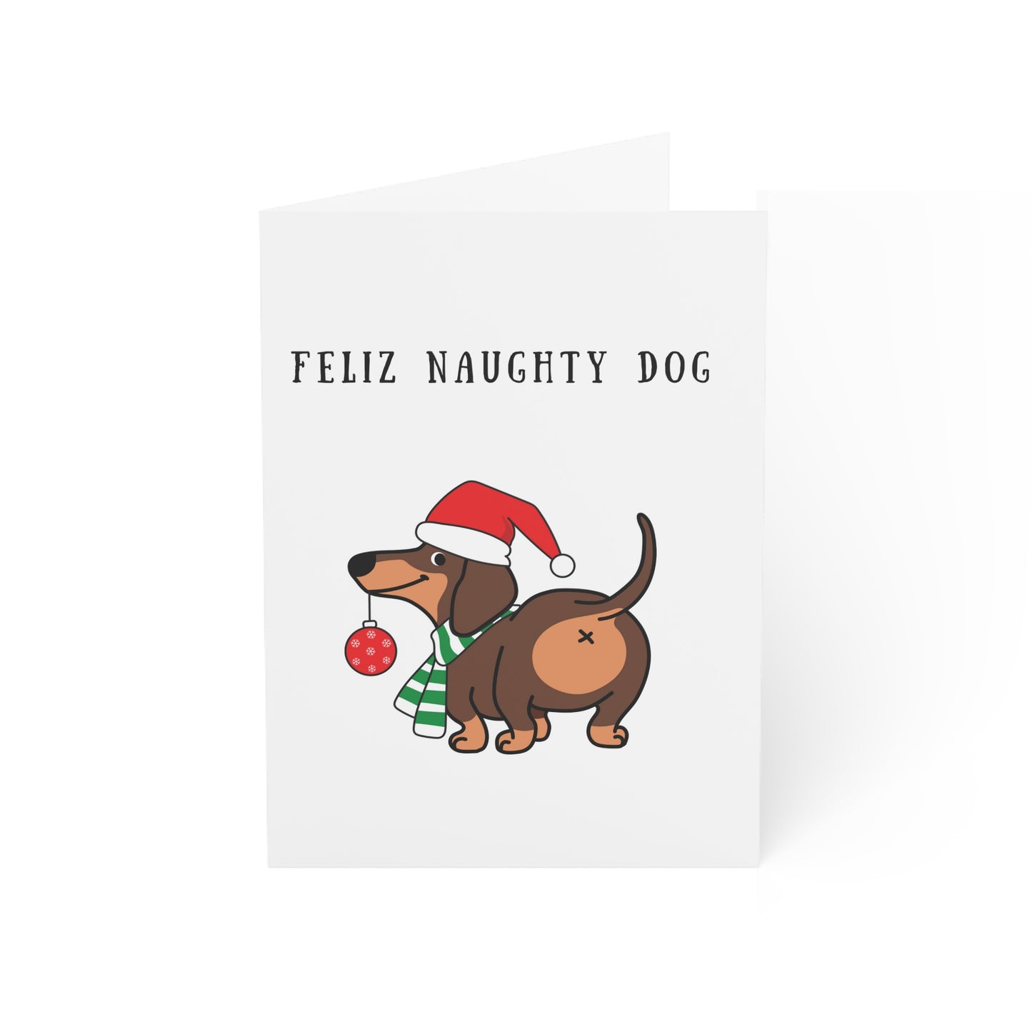 Feliz Naughty Dog Funny Christmas Greeting Cards (1, 10, 30, and 50pcs)