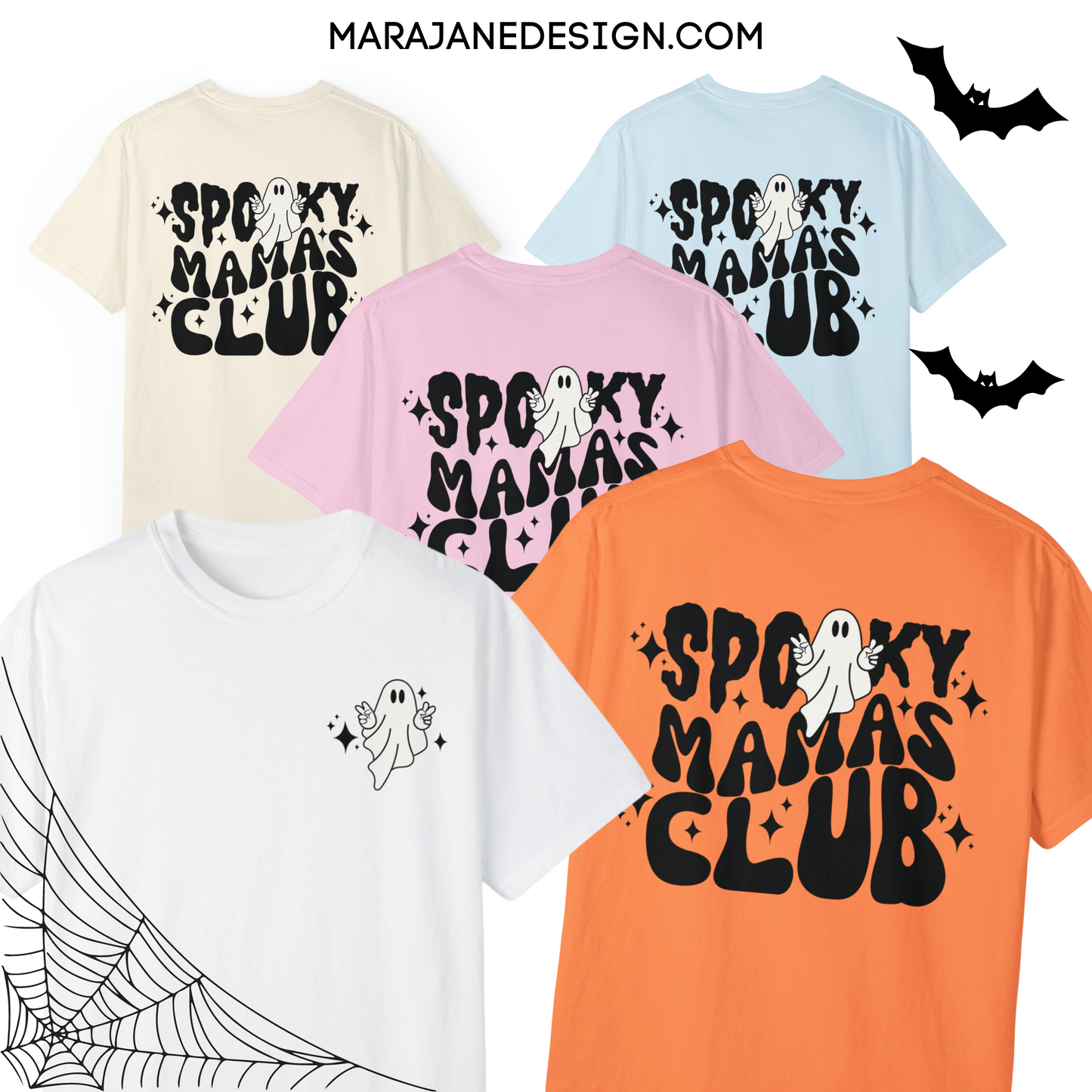 Spooky Mamas Club Tee - Retro Ghost Comfort Colors T-Shirt