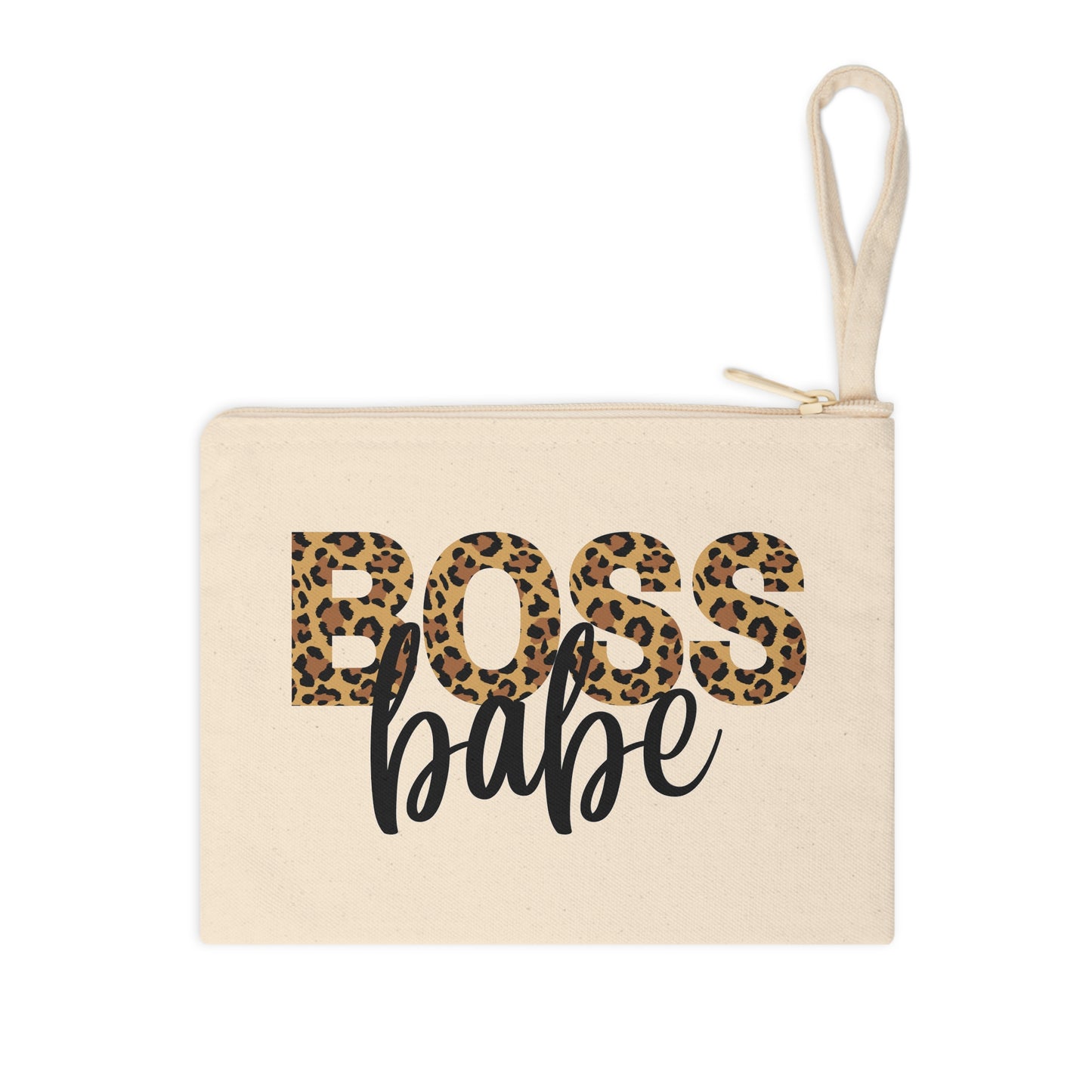 Leopard Boss Babe Cotton Zipper Pouch