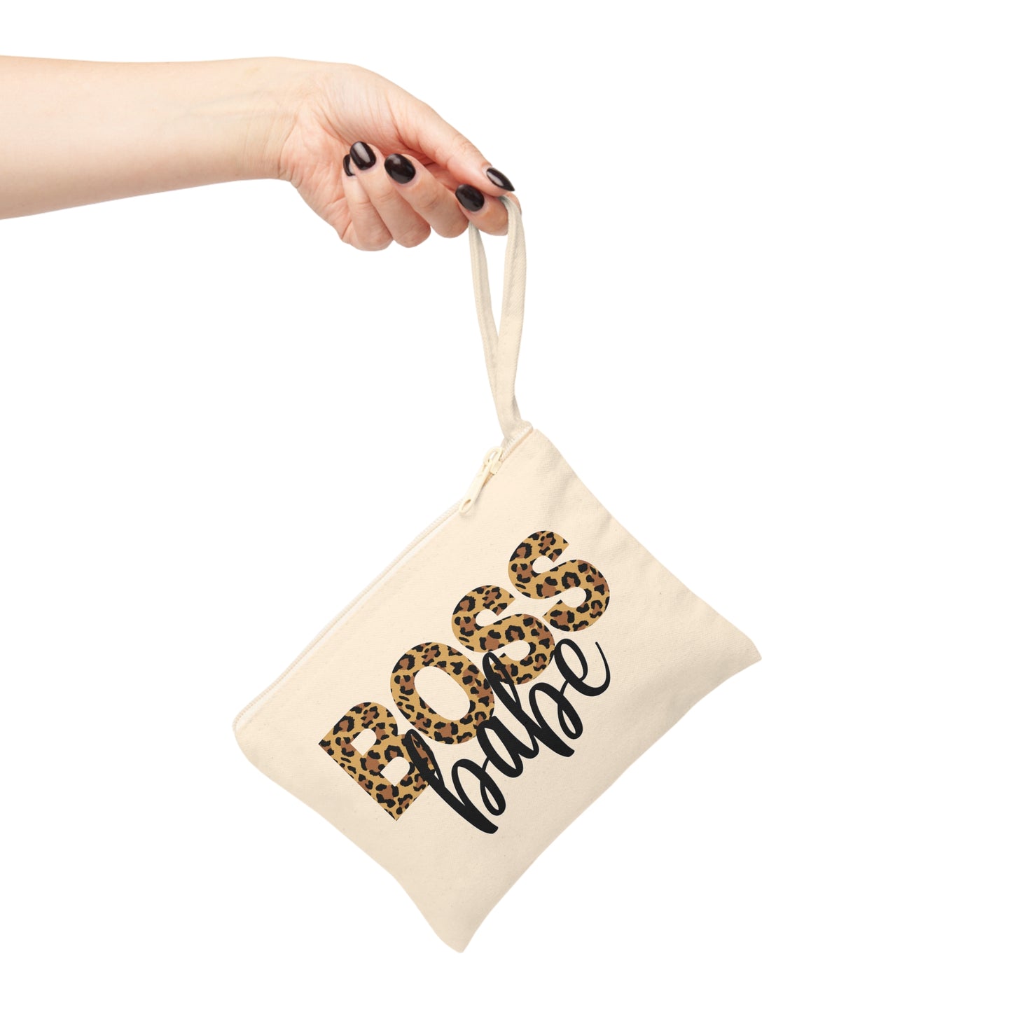 Leopard Boss Babe Cotton Zipper Pouch