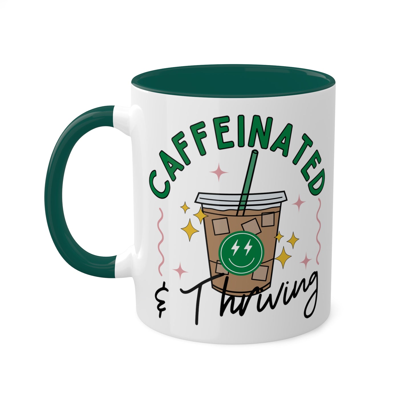 Caffeinated and Thriving 11oz Color Block Coffee Mug