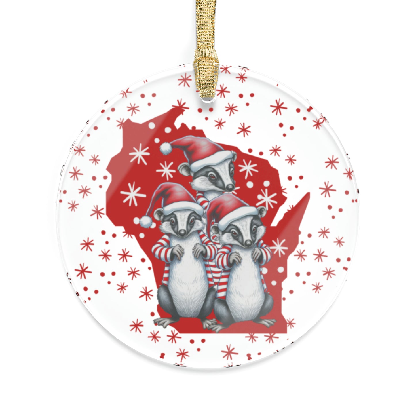 Wisconsin Christmas Badger Acrylic Holiday Ornament