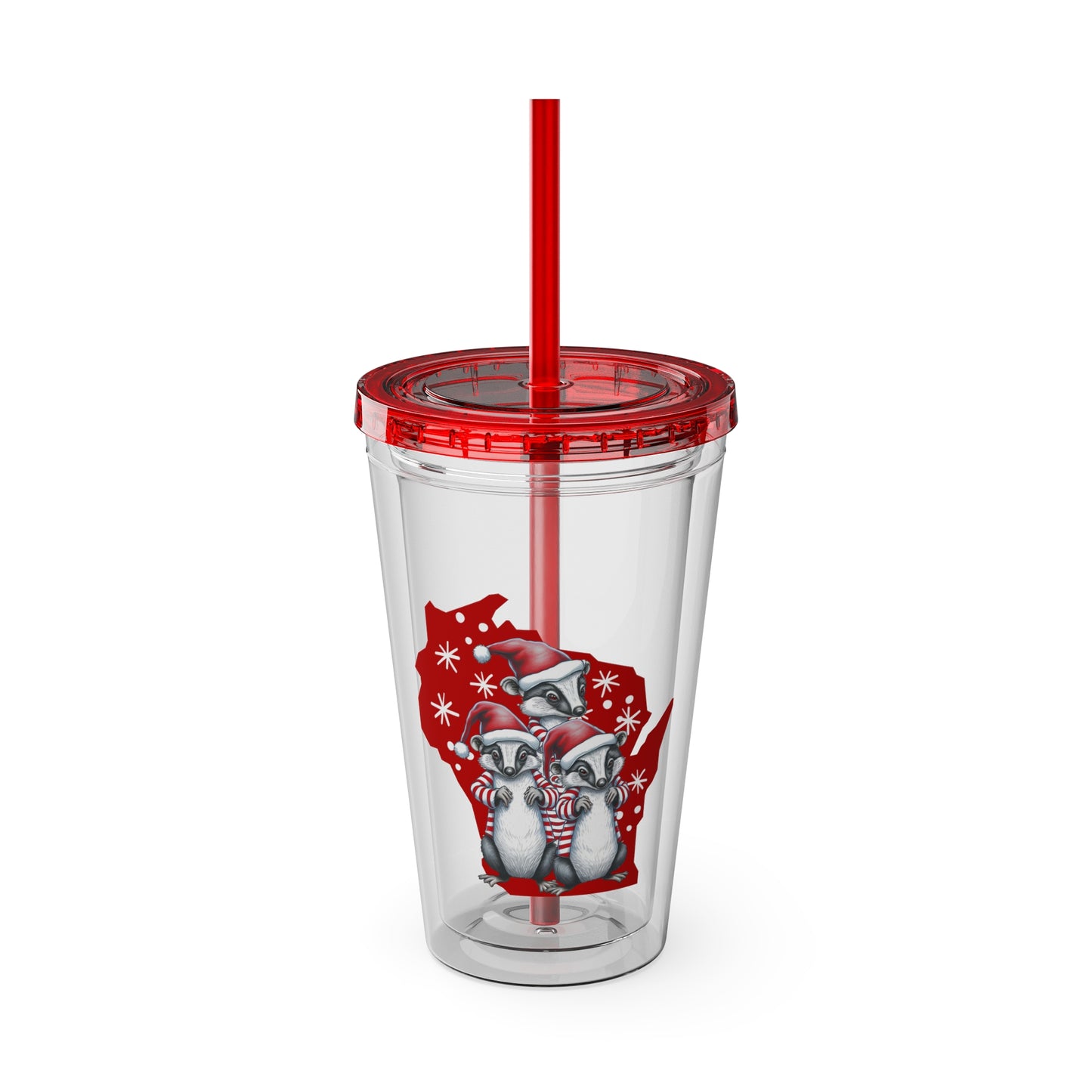 Wisconsin Christmas Badgers 16oz Acrylic Tumbler