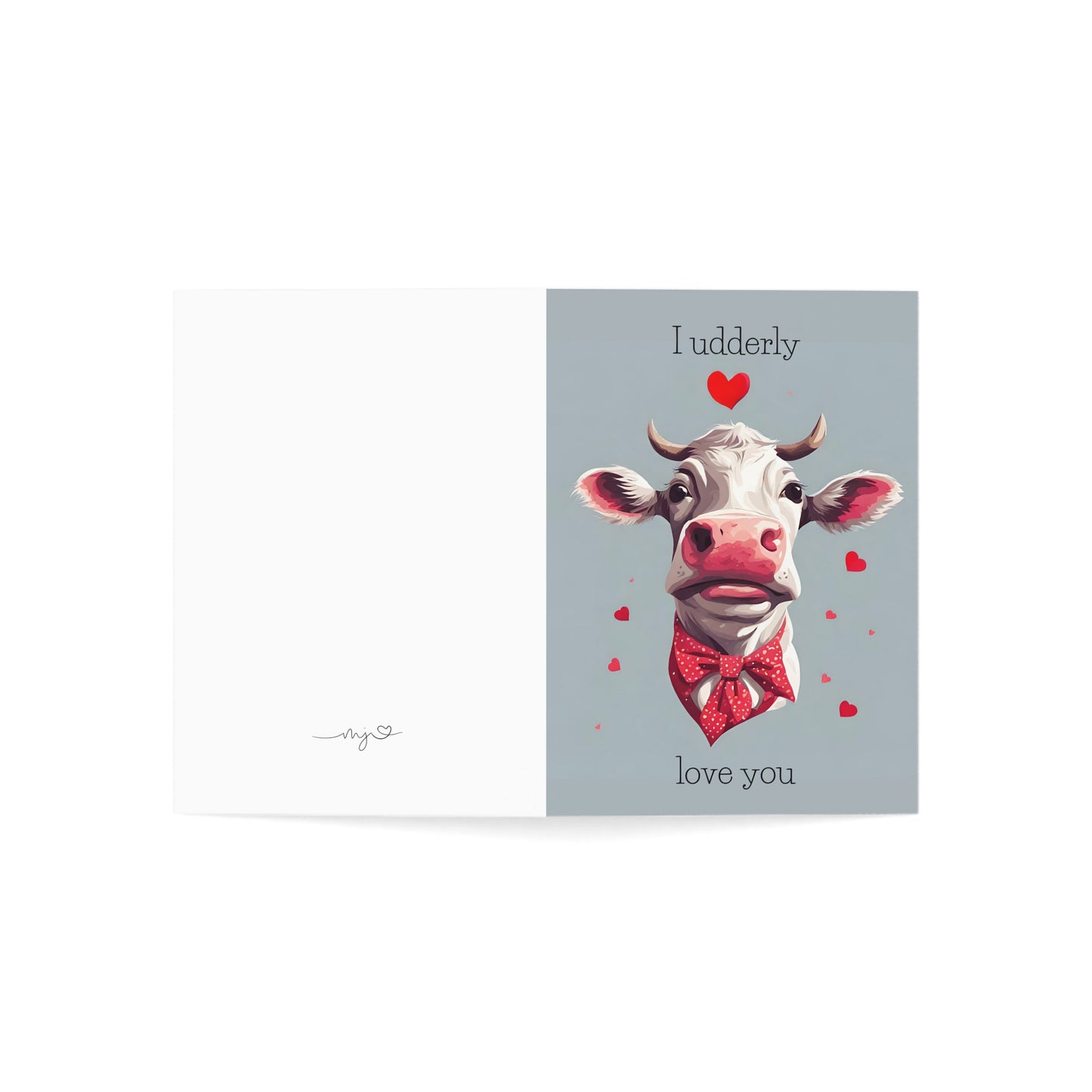 I Udderly Love You - Cute Cow Valentine's Day Greeting Cards (1, 10, 30, and 50pcs)