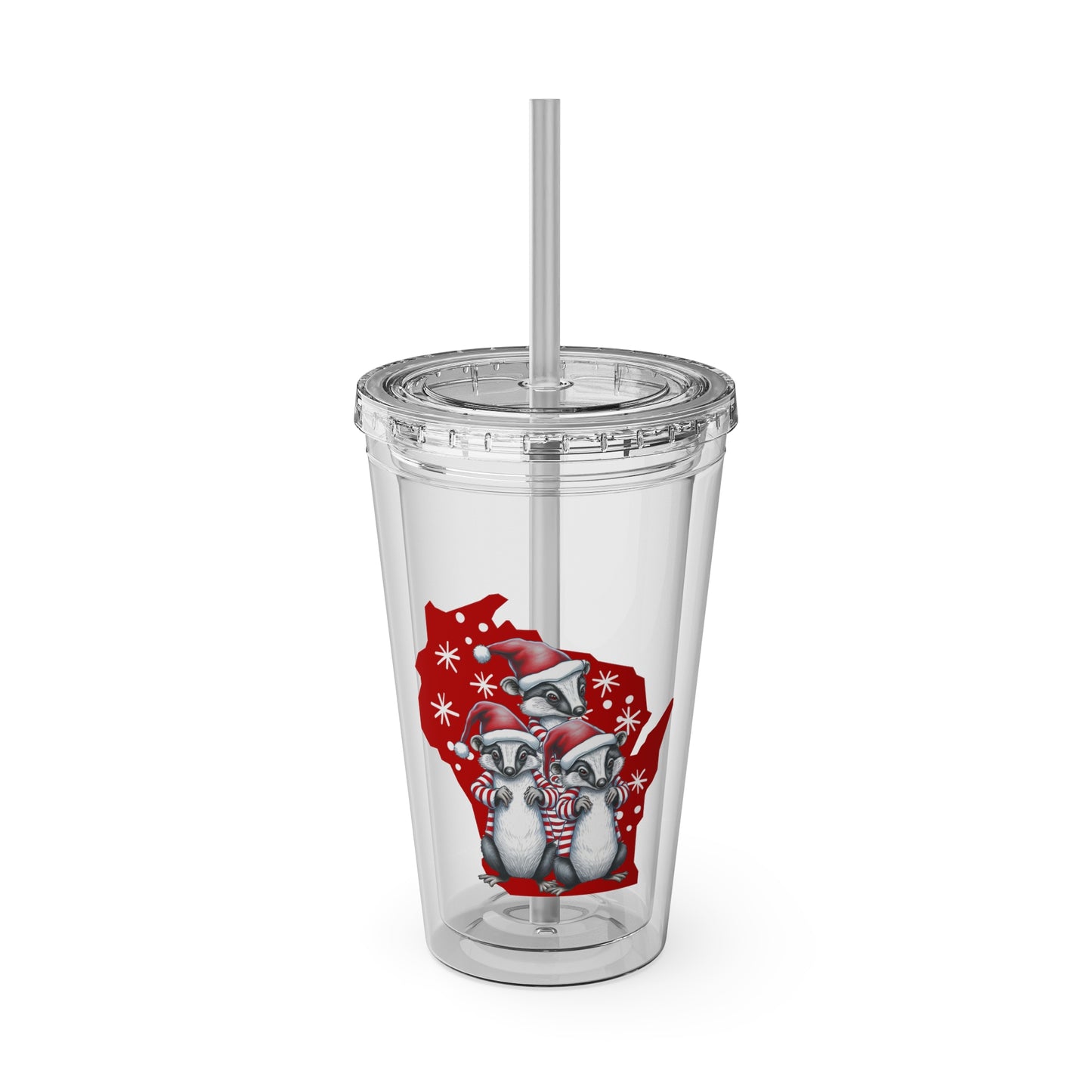 Wisconsin Christmas Badgers 16oz Acrylic Tumbler