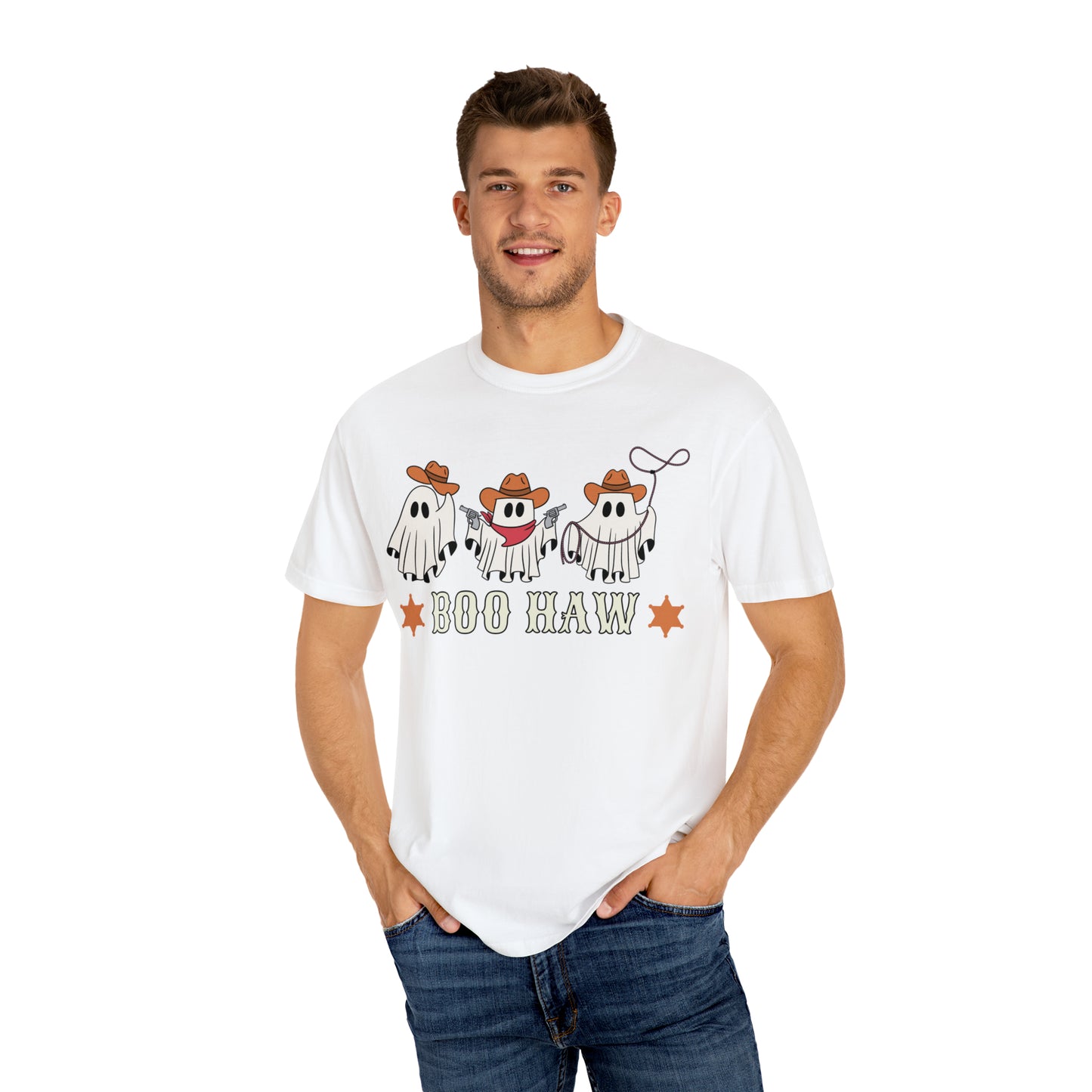 Country Western Cowboy Ghosts Tee - 'Boo Haw' Comfort Colors T-Shirt