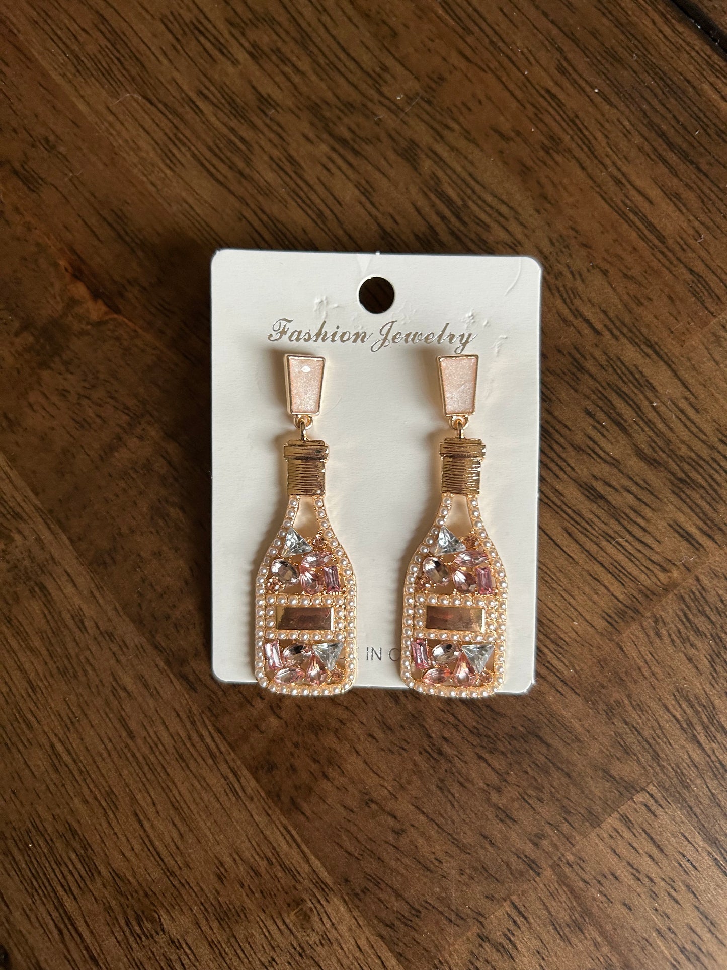 Pink Champagne Bling Drop Earrings