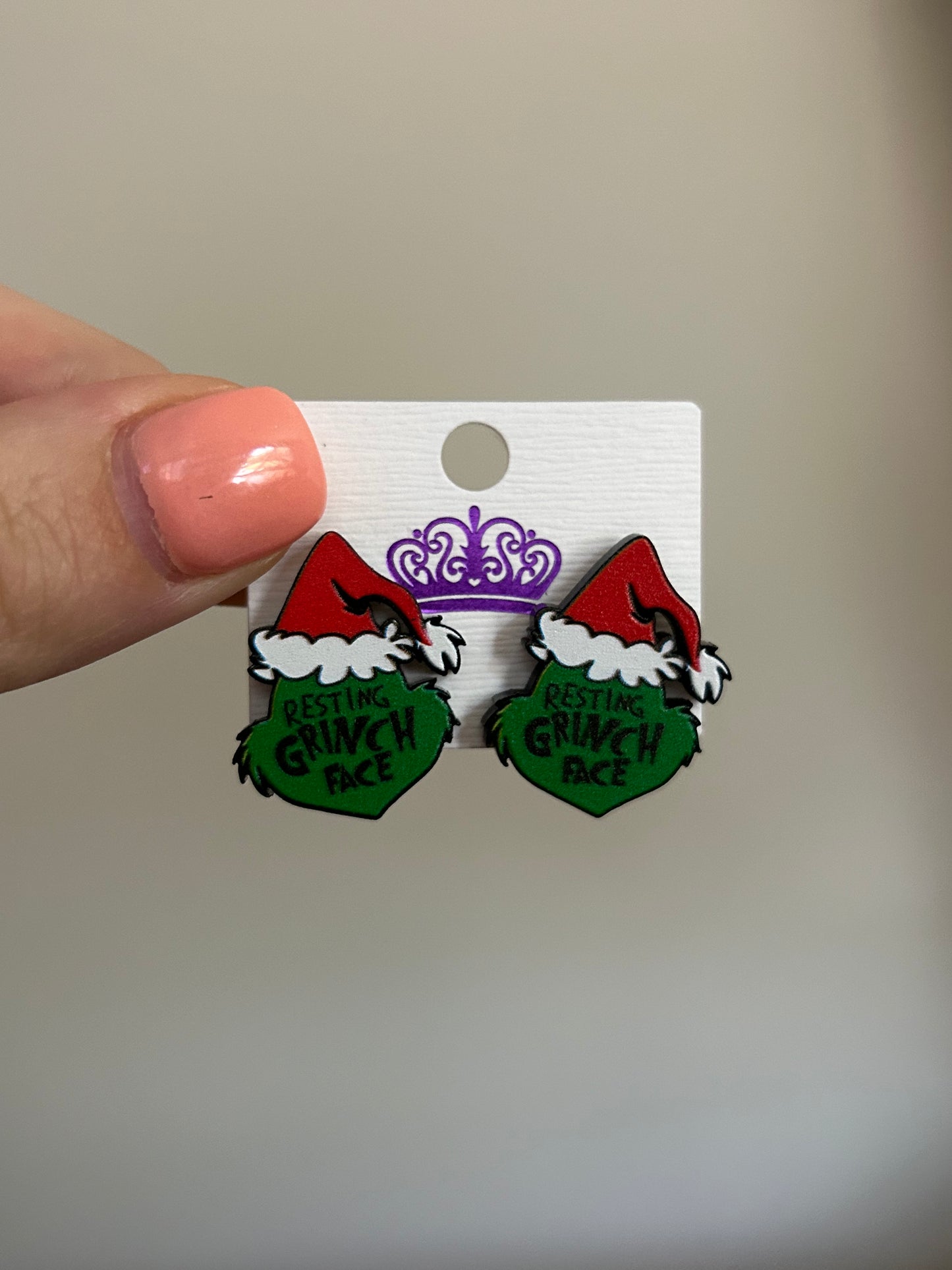 Green Monster Christmas Holiday Stud Earrings