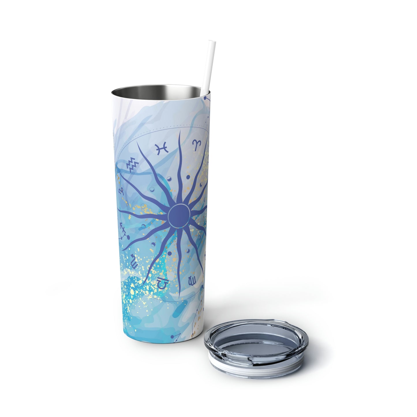 20oz Watercolor Astrology Skinny Tumbler, Zodiac Sign Stainless Steel Cup