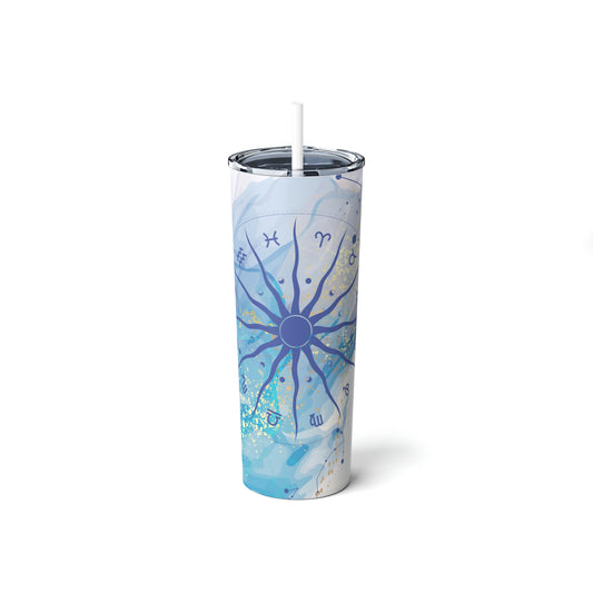 20oz Watercolor Astrology Skinny Tumbler, Zodiac Sign Stainless Steel Cup