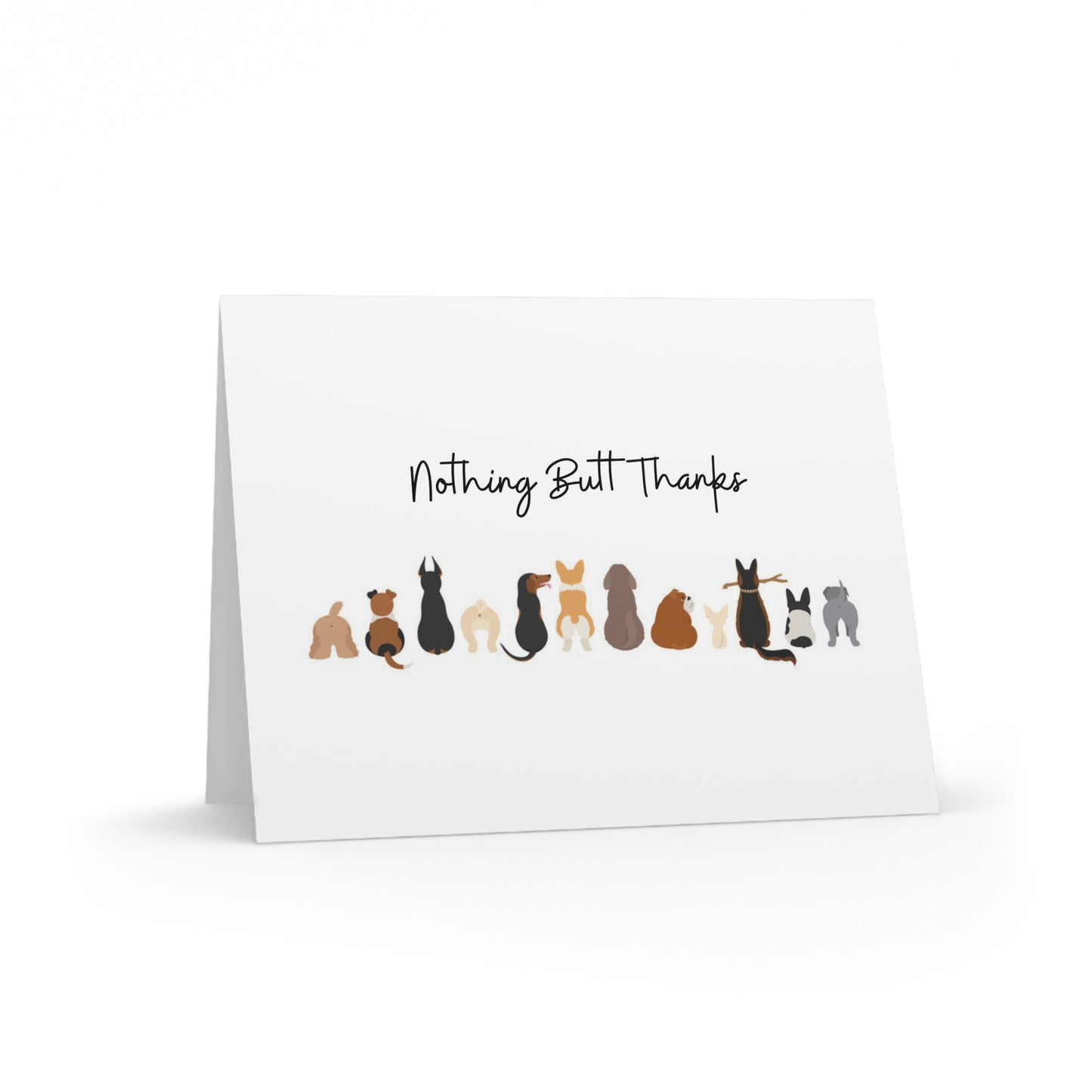 Nothing Butt Thanks Greeting Cards, Pack of 8 or 16, Funny Dog Lover Thank You Cards and Envelopes, Humor Greeting Card