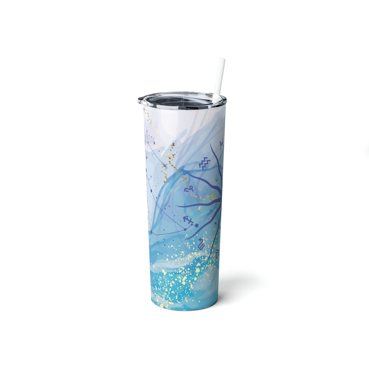 20oz Watercolor Astrology Skinny Tumbler, Zodiac Sign Stainless Steel Cup