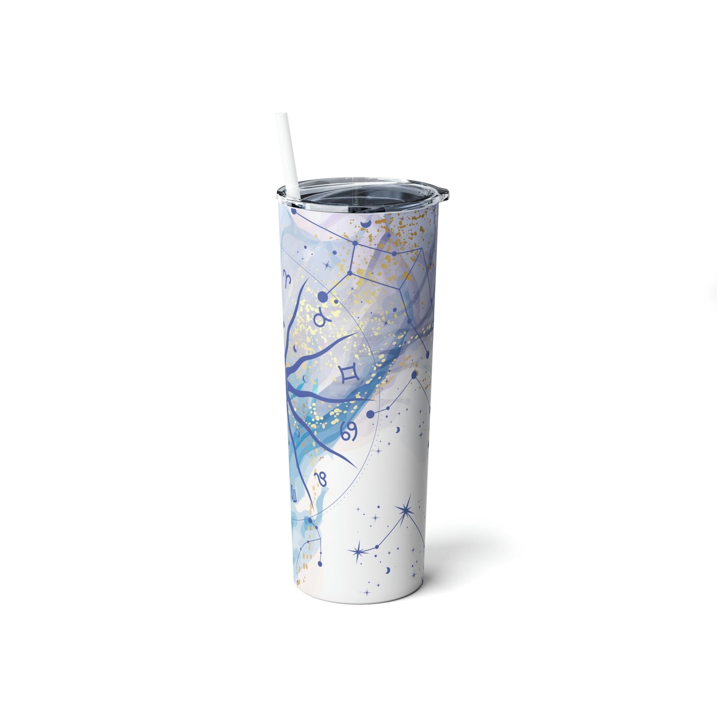 20oz Watercolor Astrology Skinny Tumbler, Zodiac Sign Stainless Steel Cup