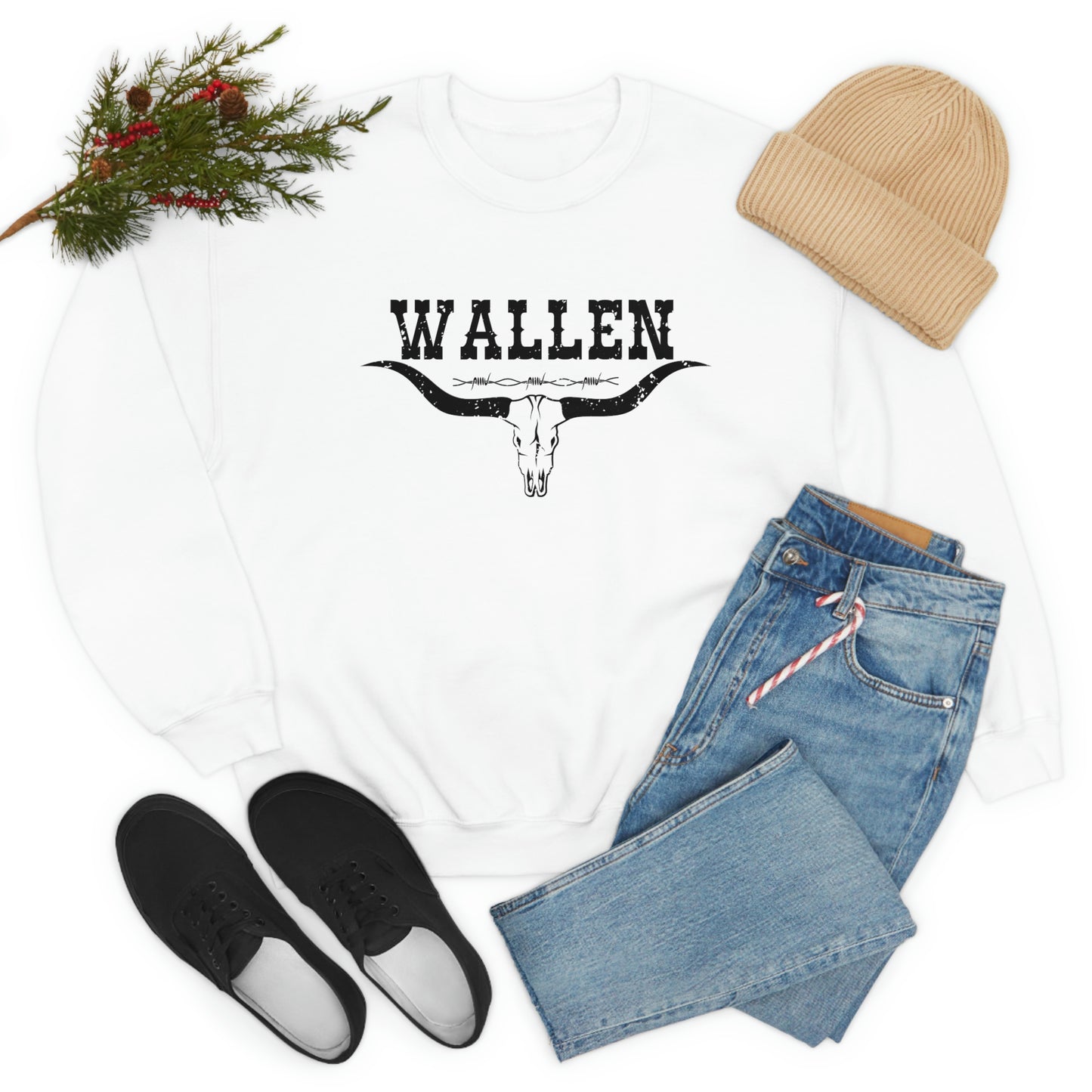 Distressed Vintage Long Horn Country Music Crewneck, Western Concert Sweatshirt