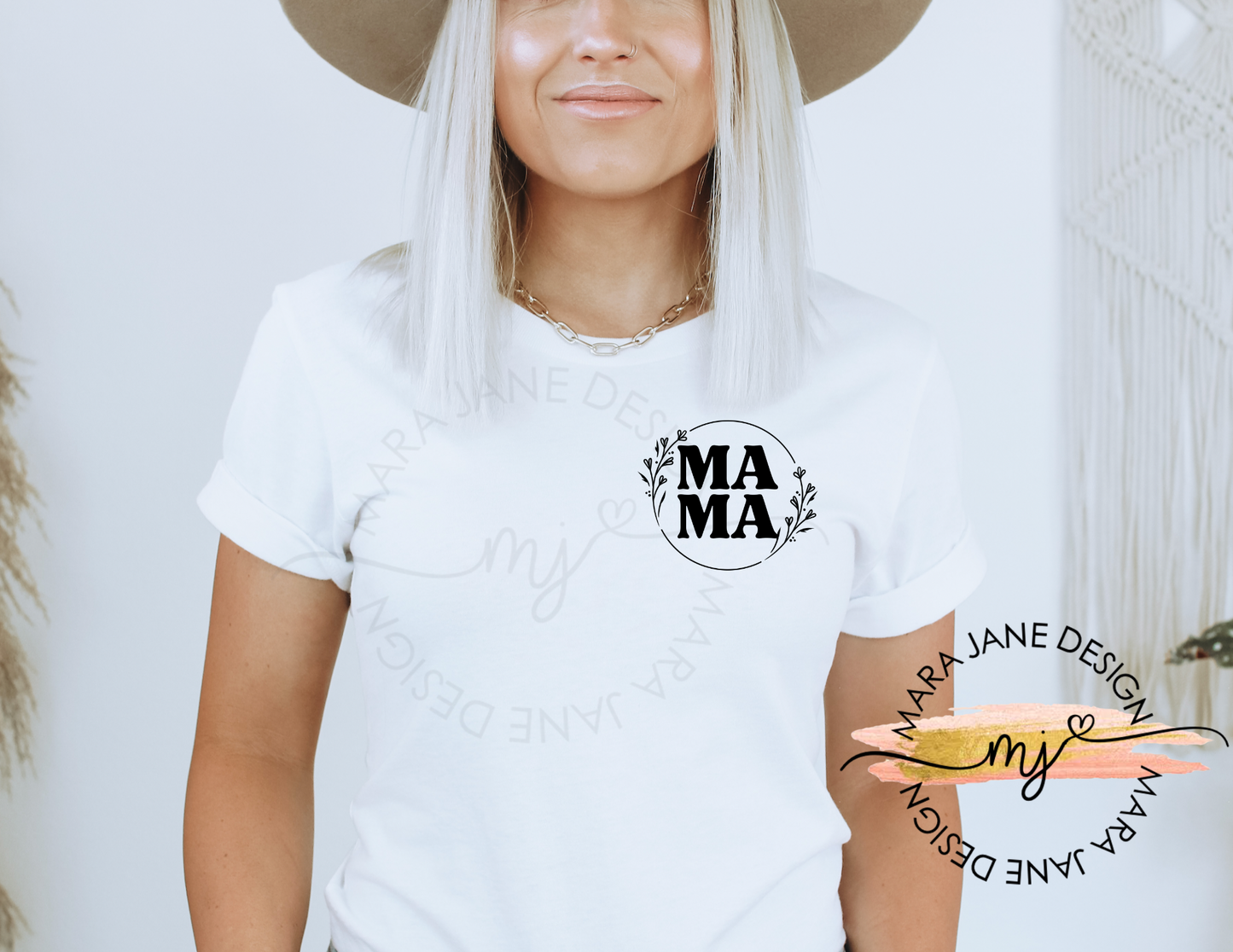 MAMA Floral Pocket Softstyle T-Shirt, Cotton Mothers Day Tee