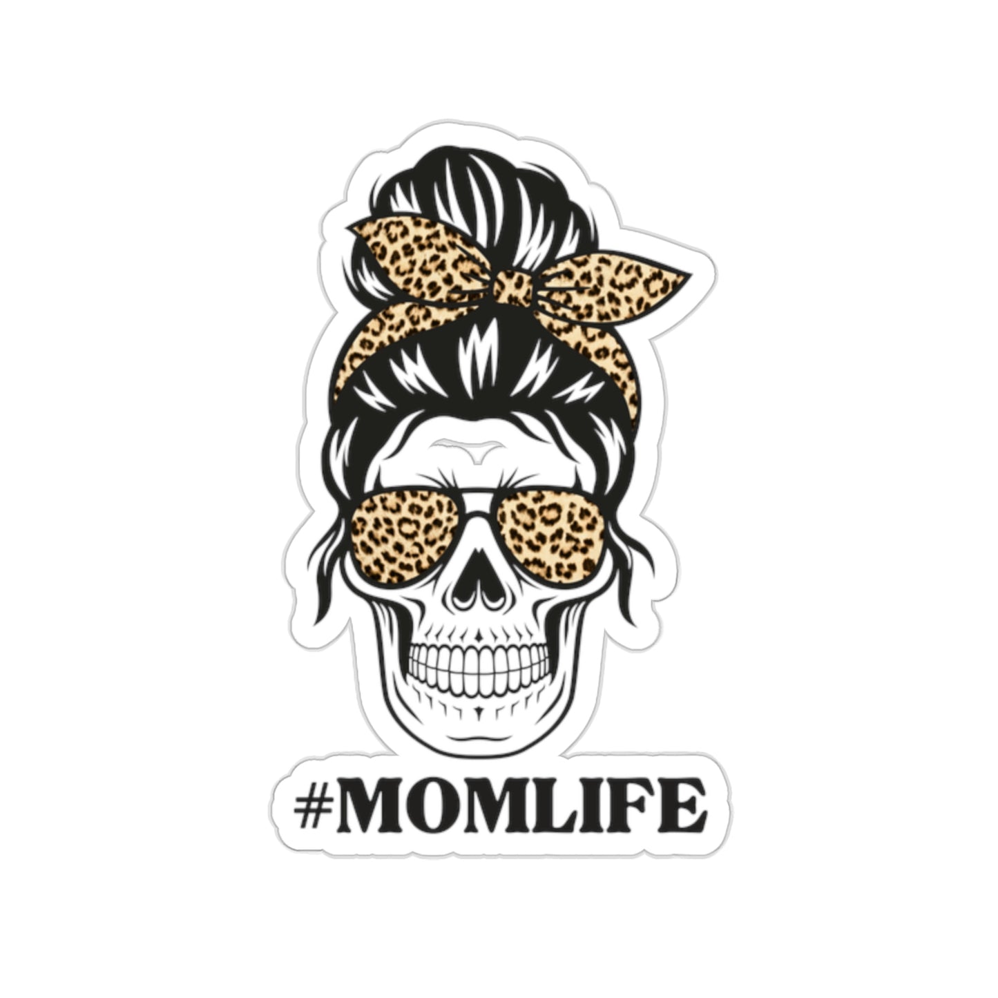 #MOMLIFE Leopard Skull Kiss-Cut Sticker