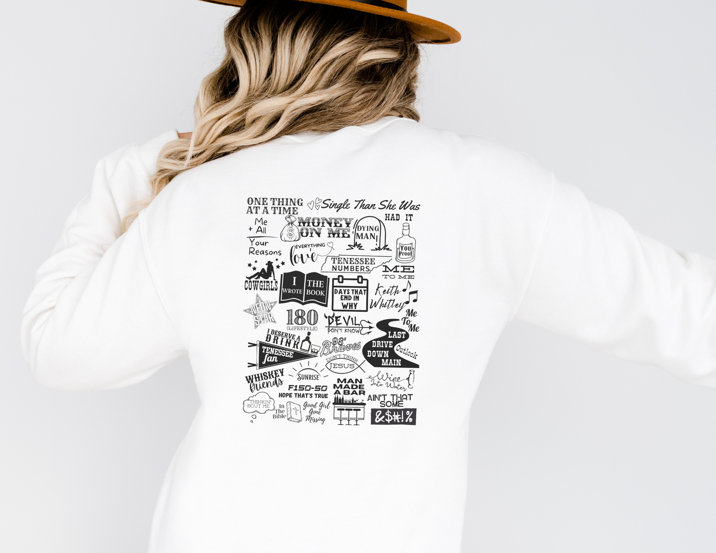 Wall Western Country Music Crewneck, One Thing Album Collage Sweatshirt