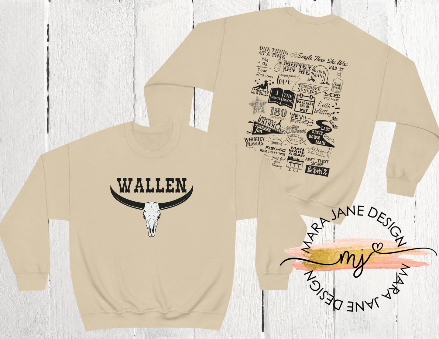 Wall Western Country Music Crewneck, One Thing Album Collage Sweatshirt