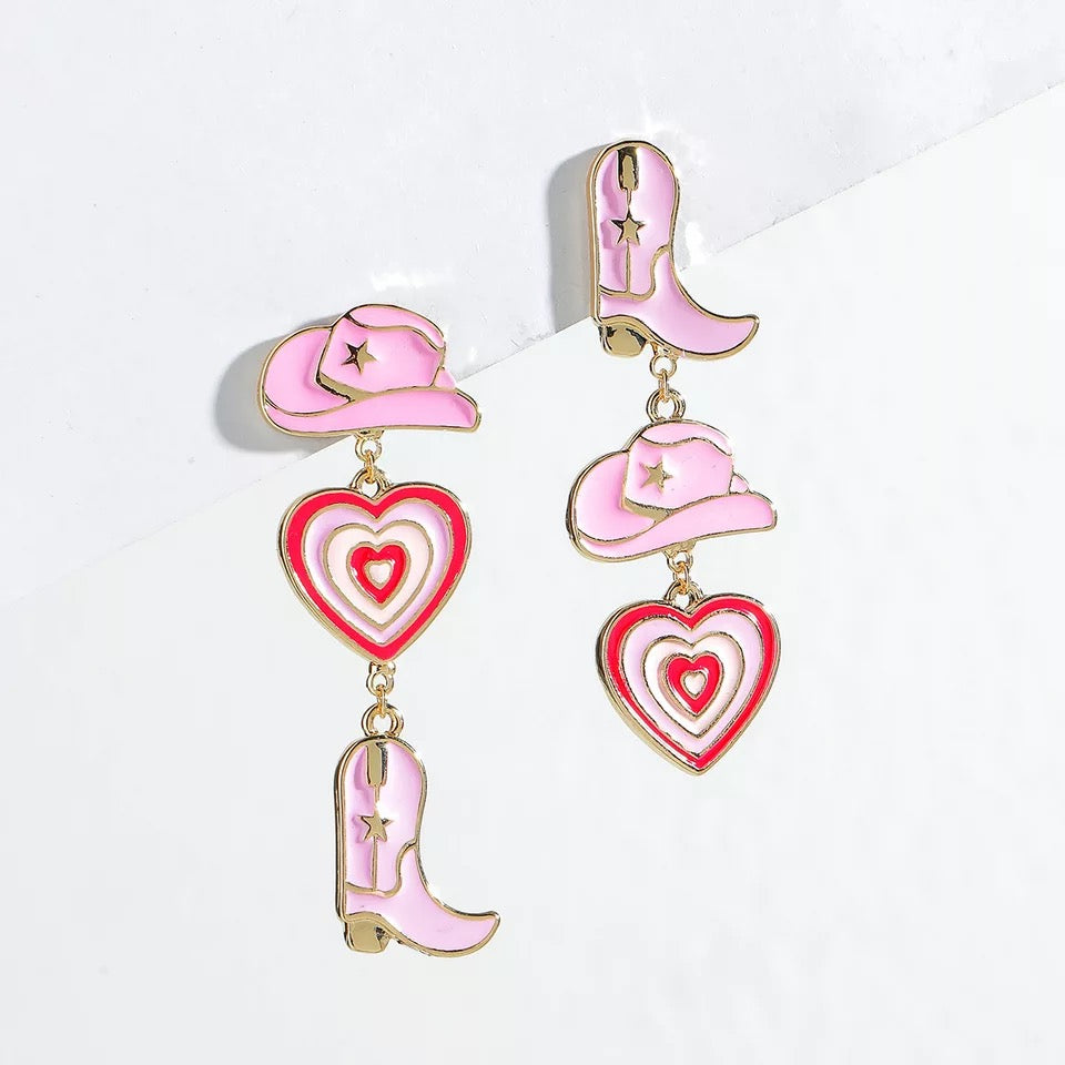 Pink Cowgirl Drop Earrings