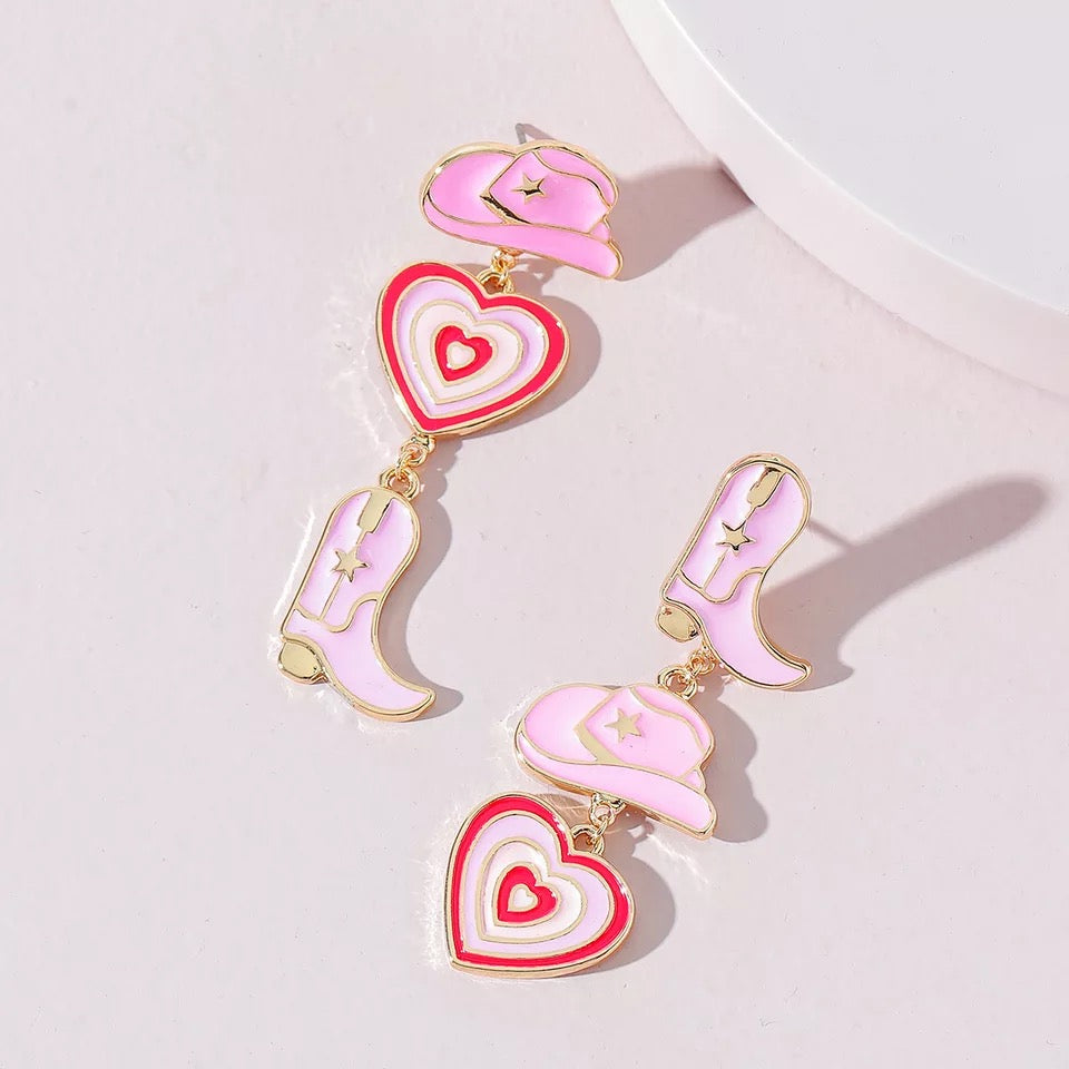 Pink Cowgirl Drop Earrings